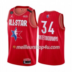 Maillot Basket Homme Milwaukee Bucks Giannis Antetokounmpo 34 2020 All-Star Jordan Brand Rouge Swingman